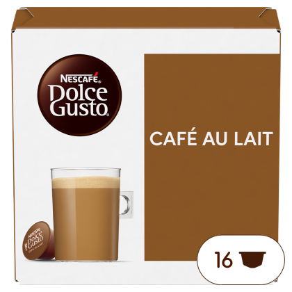Front view of Café au Lait (16 pods) box