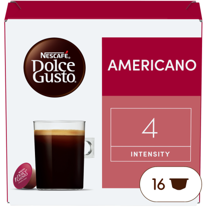 Front view of Americano (16 pods) box