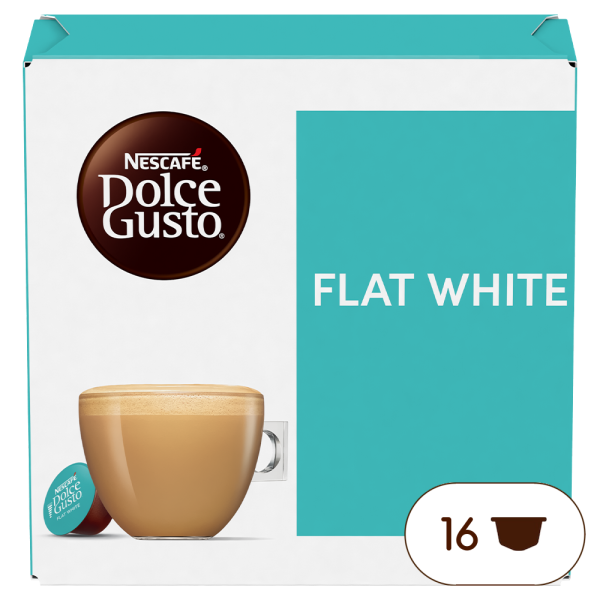 Front view of Flat White (16 pods) box