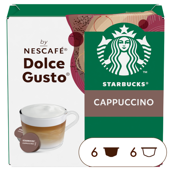 Front view of Starbucks Cappuccino (12 pods) box